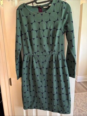 Boden Green Long-Sleeve Geometric Ponte Dress